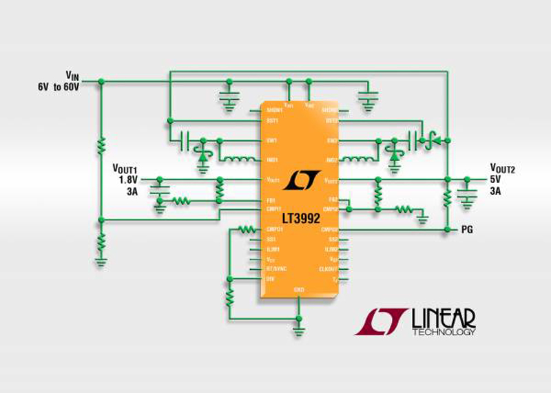 60V Input, Dual 3A(IOUT), 2.25MHz Step-Down DC/DC Converter