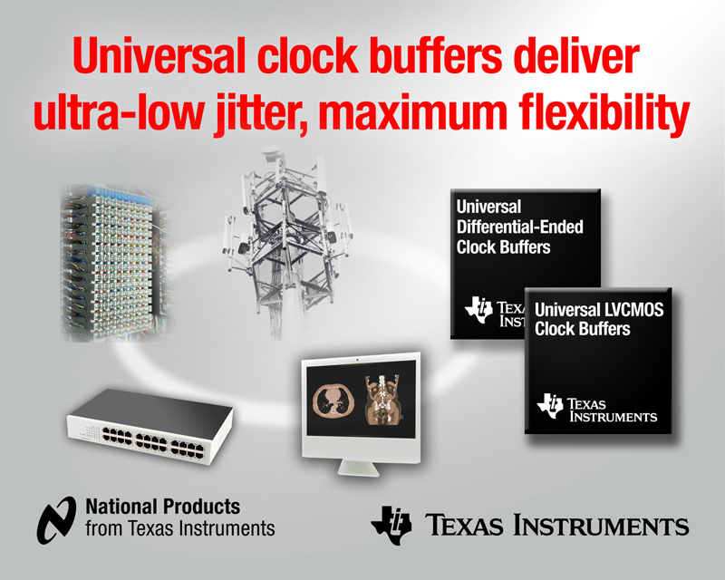 Texas Instruments unveils clock buffers with ultra-low noise floor and additive jitter