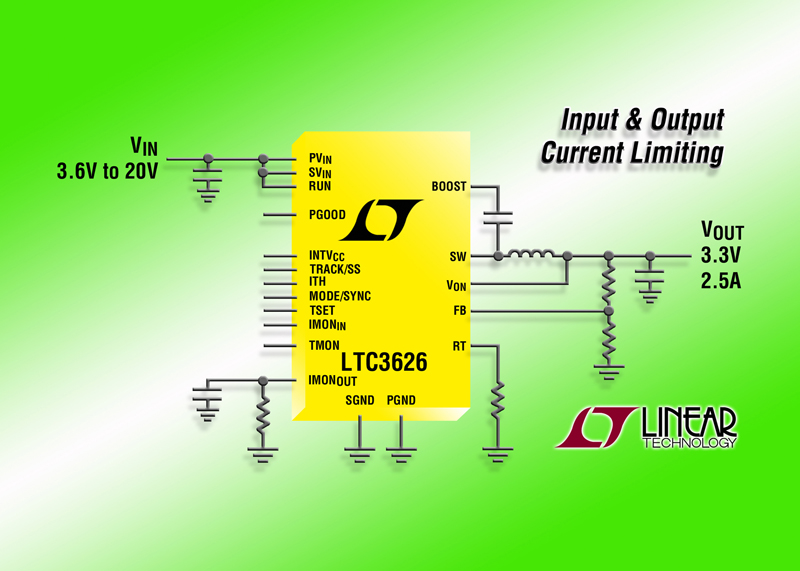 20V, 2.5A (IOUT) Synchronous Step-Down Regulator Features  Input & Output Current Limiting & Current Monitoring