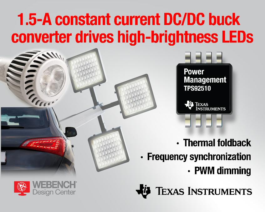 TI LED driver provides frequency synchronization, PWM dimming, and thermal foldback