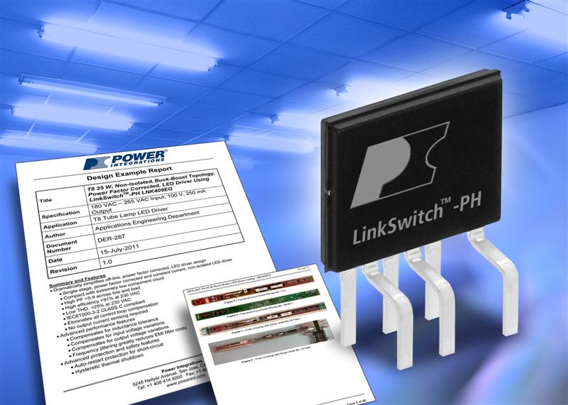 Power Integrations Releases Compact 25-Watt LED Lighting Ballast Reference Design Sized for T8 Tubes