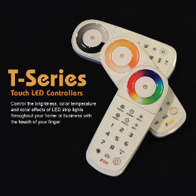 LED touch dimmers and controllers wirelessly customize and control LED strip lights