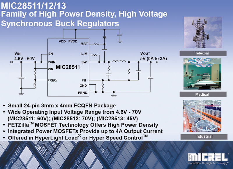 Micrel's HV synchronous buck regulator family uses FETZilla tech to stay cool in tiny package