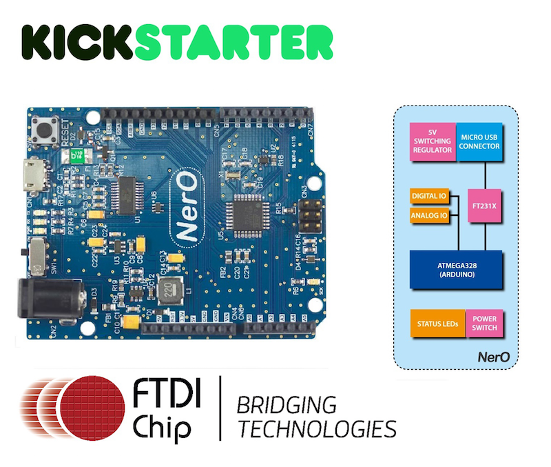 FTDI Kickstarter Project NerO provides Arduino UNO R3 compatibility & enhancements