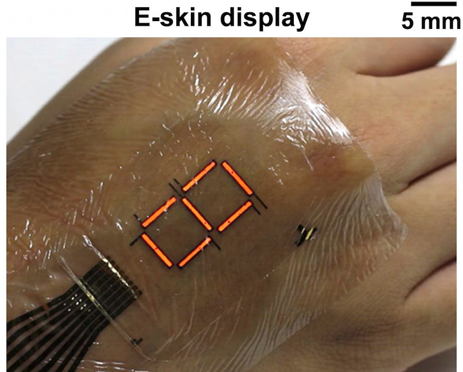 Ultrathin organic material empowers e-skin display