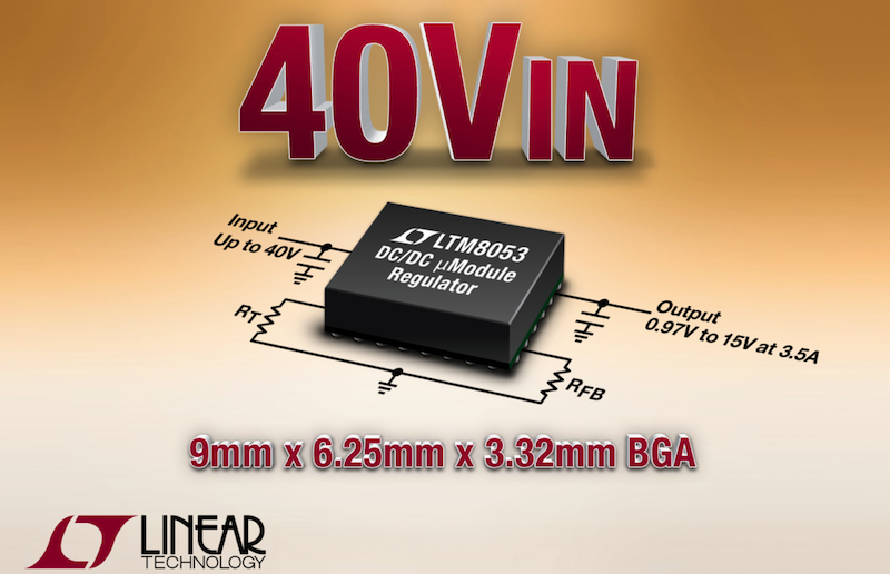 Linear's latest 6.25 x 9 mm BGA p-packaged µModule regulator suits industrial systems, factory automation, & avionics