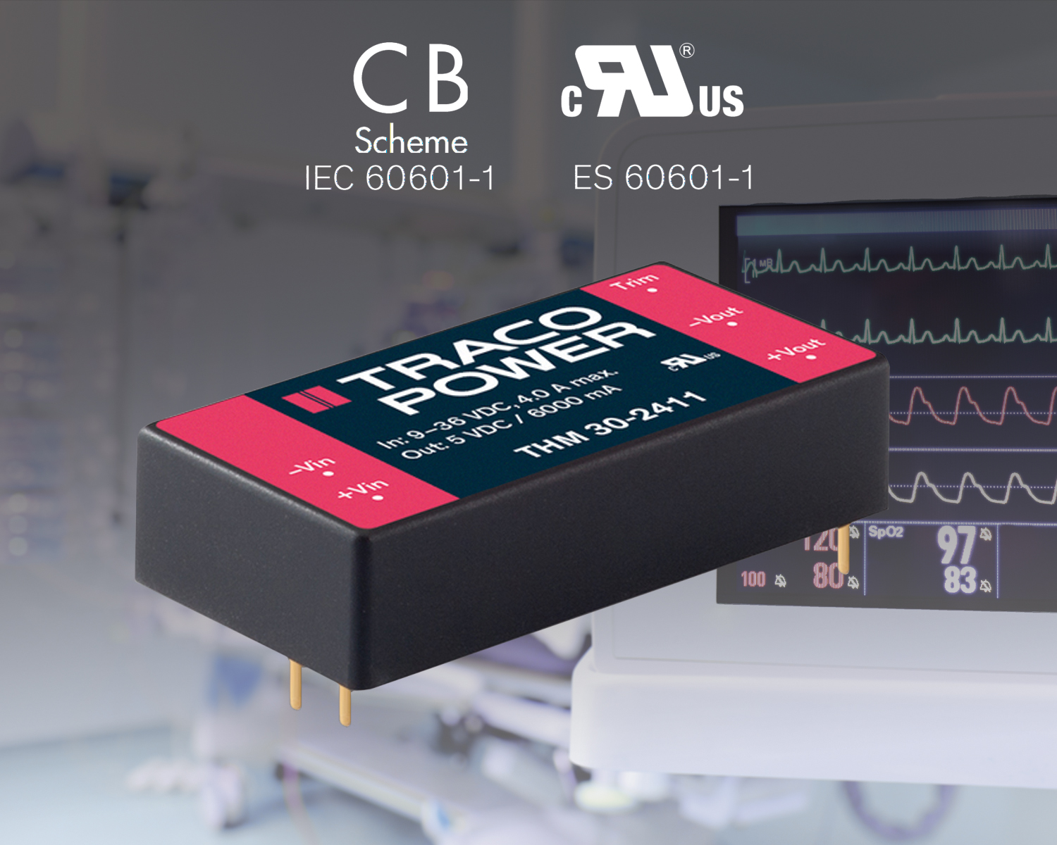 30 Watt Medical DC-DC Converter Features Wide 2:1 Input Range in 1x2'' Footprint