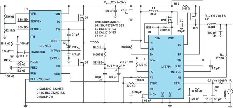 DC/DC Supply Sources and Sinks Current from 5 to 24V Input
