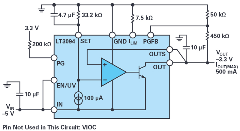 Negative Linear Regulator Features 0.8 µV RMS Noise at 1 MHz