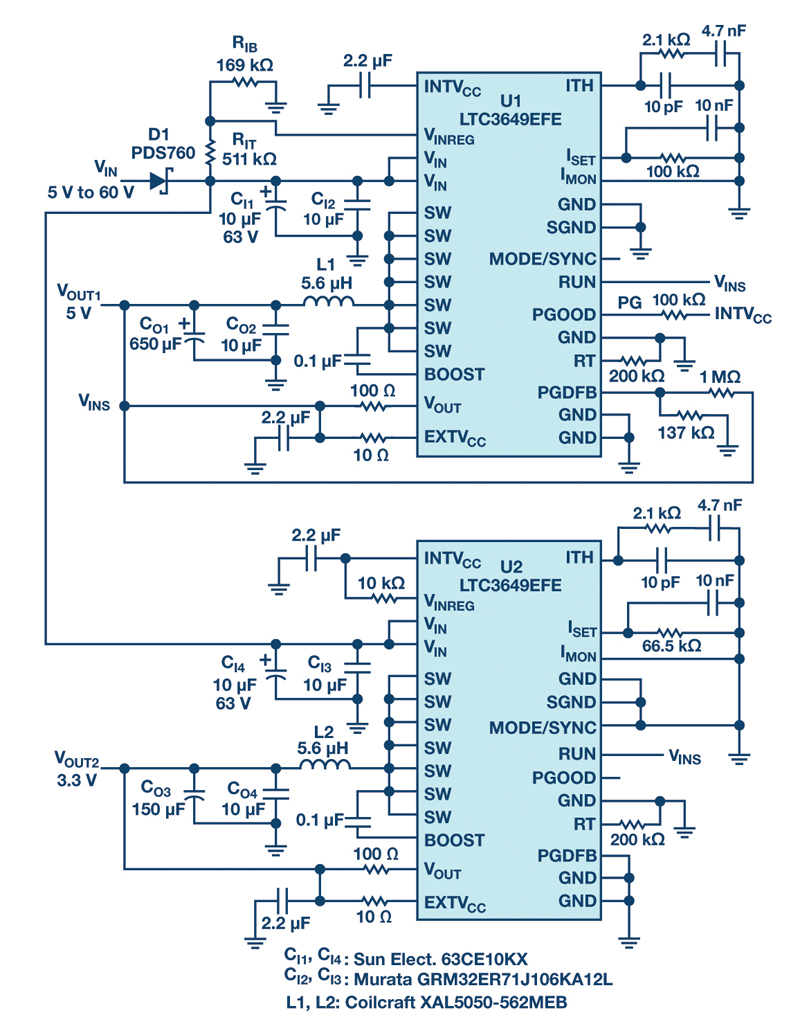 60 V Input Monolithic Converter Powers Critical Circuits Without Supercaps