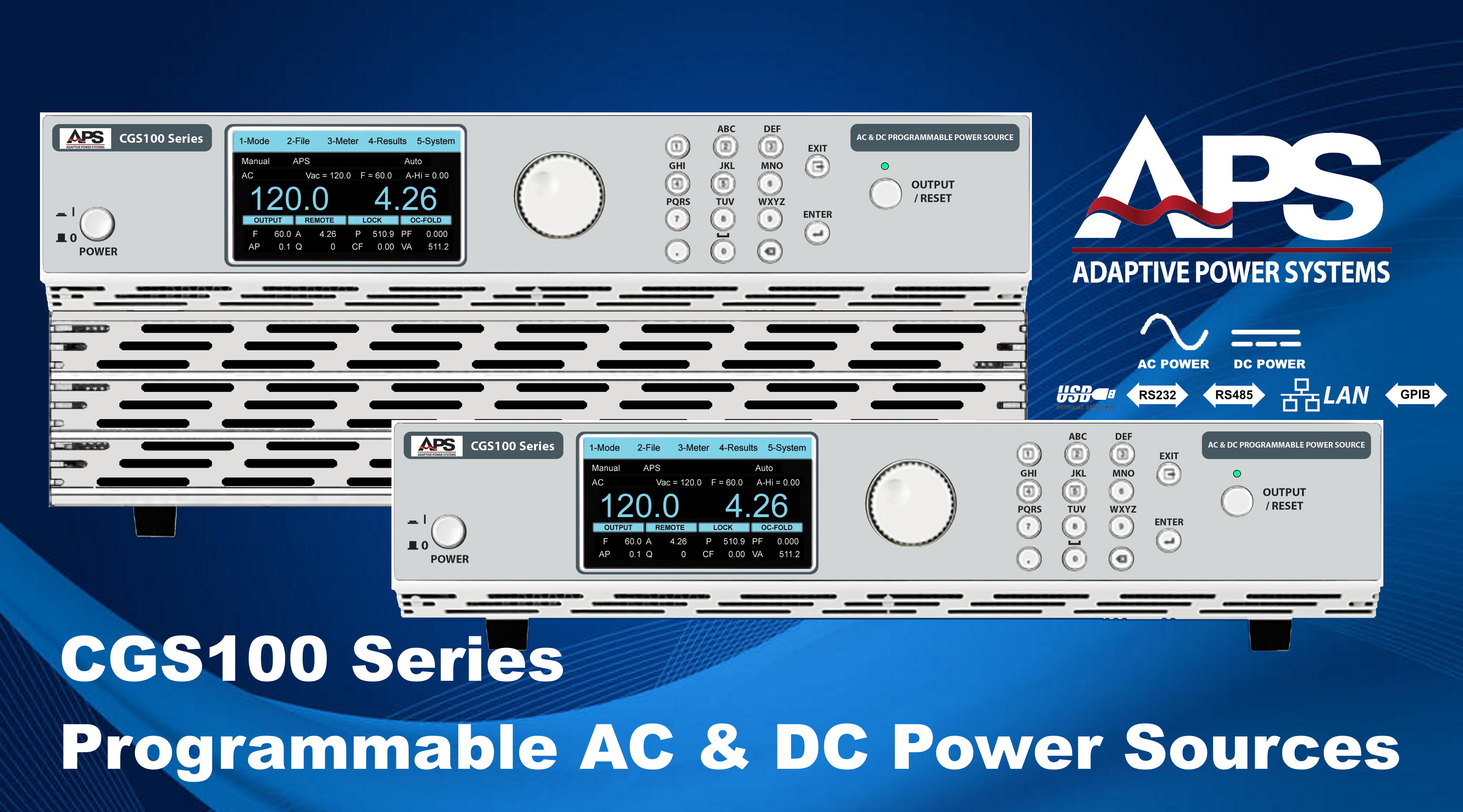 Adaptive Power Systems introduces CGS100 Series AC and DC Power Sources