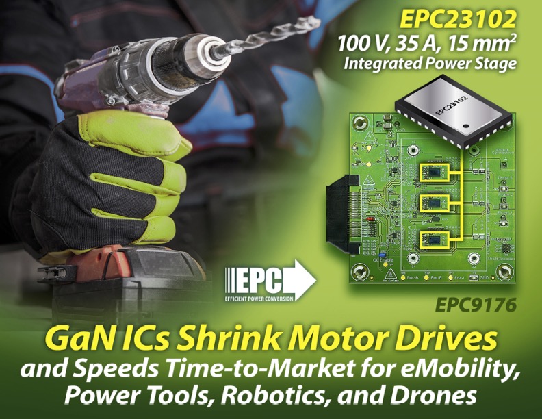 GaN ICs Shrink Motor Drives and Speed Time-to-Market for eMobility, Power Tools, Robotics, and Drones