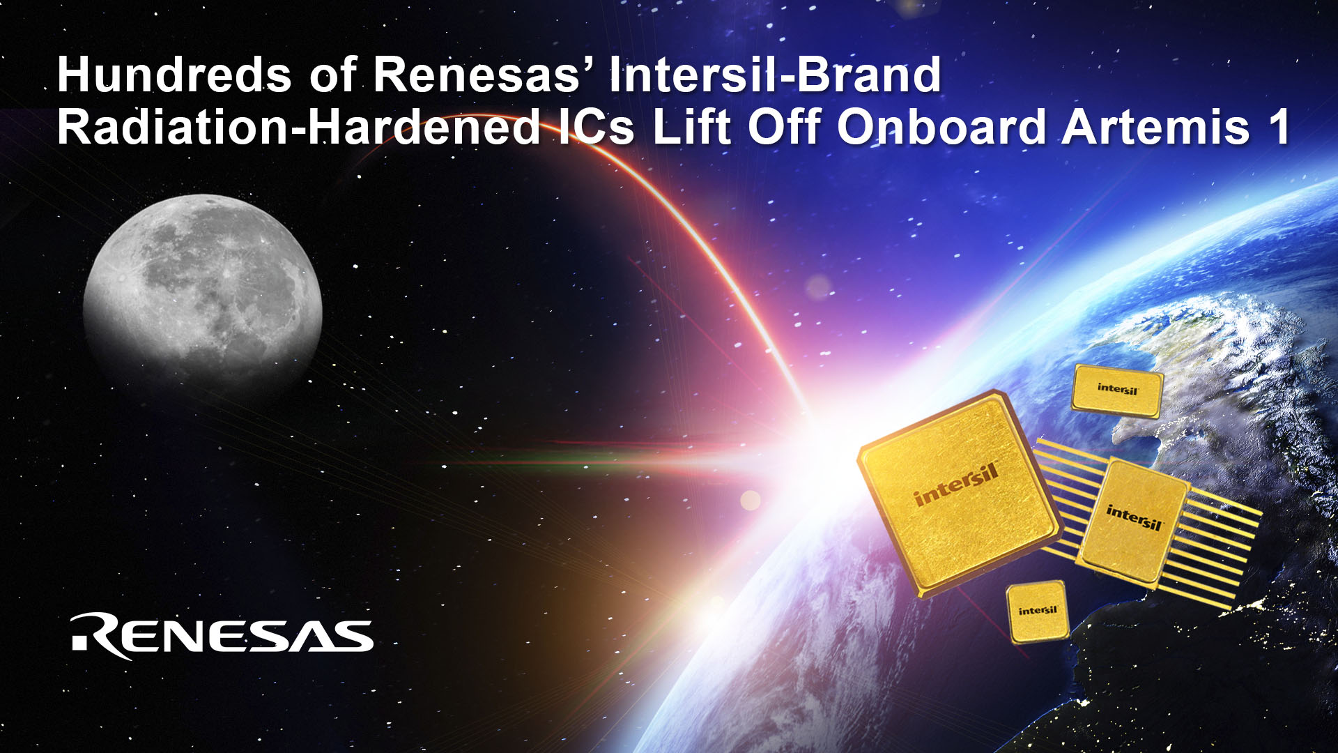 Hundreds of Renesas' Intersil-Brand Radiation-Hardened ICs Lift Off Onboard Artemis 1 Mission to the Moon