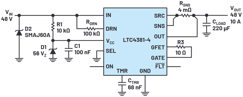 Electronic Fuse Protects 48 V Supplies