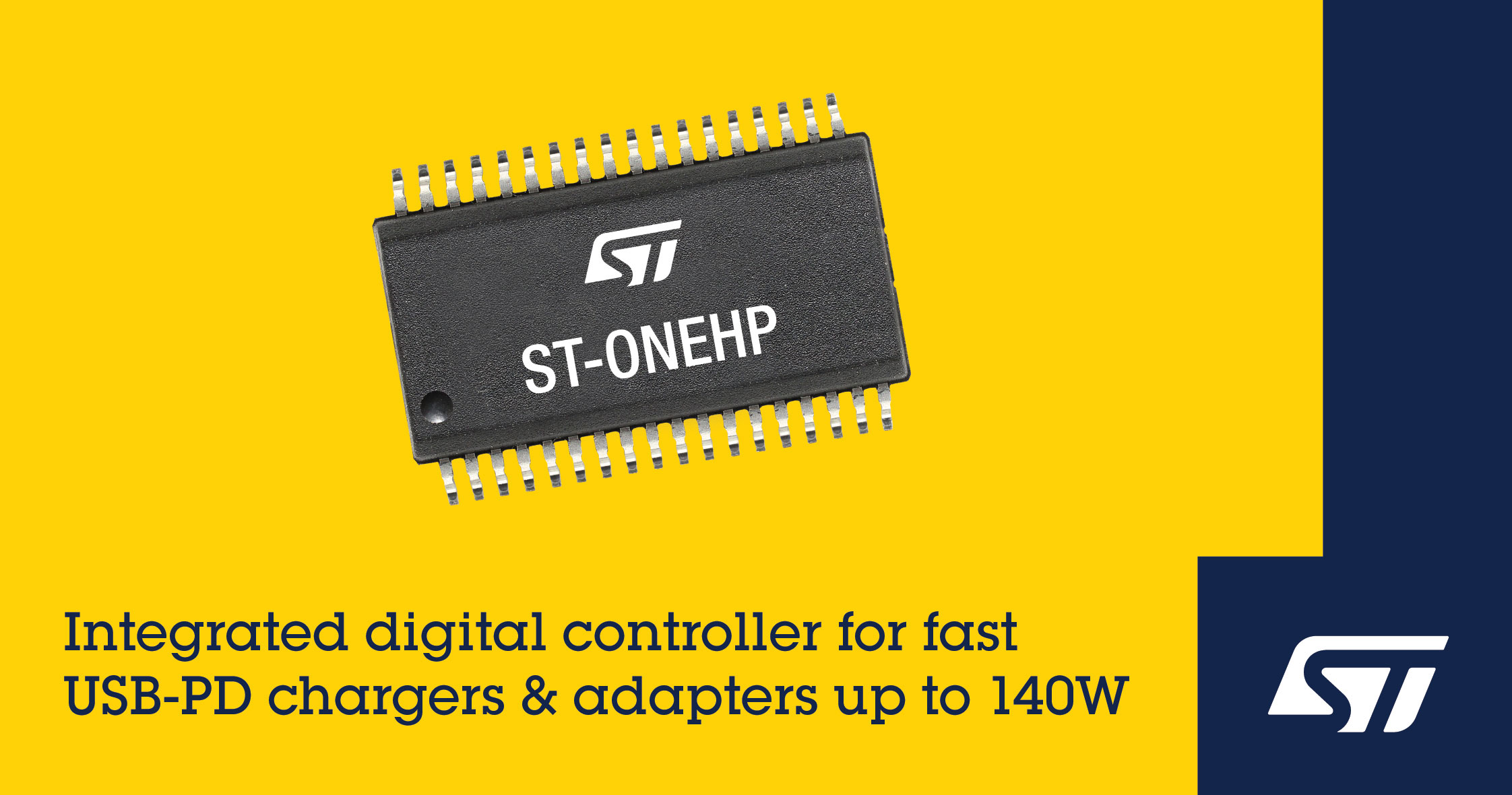 STMicroelectronics Grows ST-ONE Controller Family for USB Power Delivery Applications up to 140W