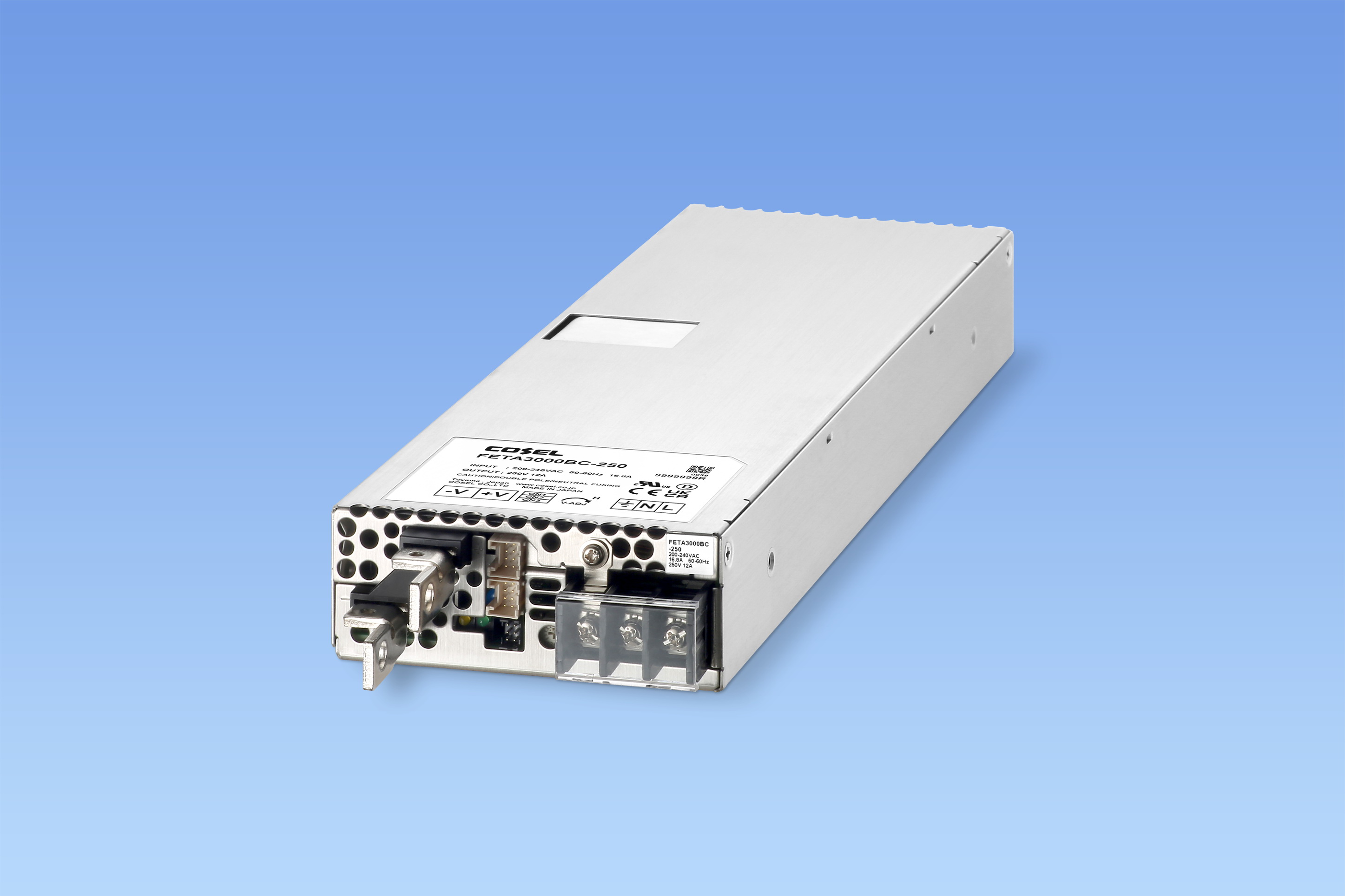 COSEL Expands its 3000W Low-Profile Power Supply Series with a 250VDC Unit for Industrial Applications