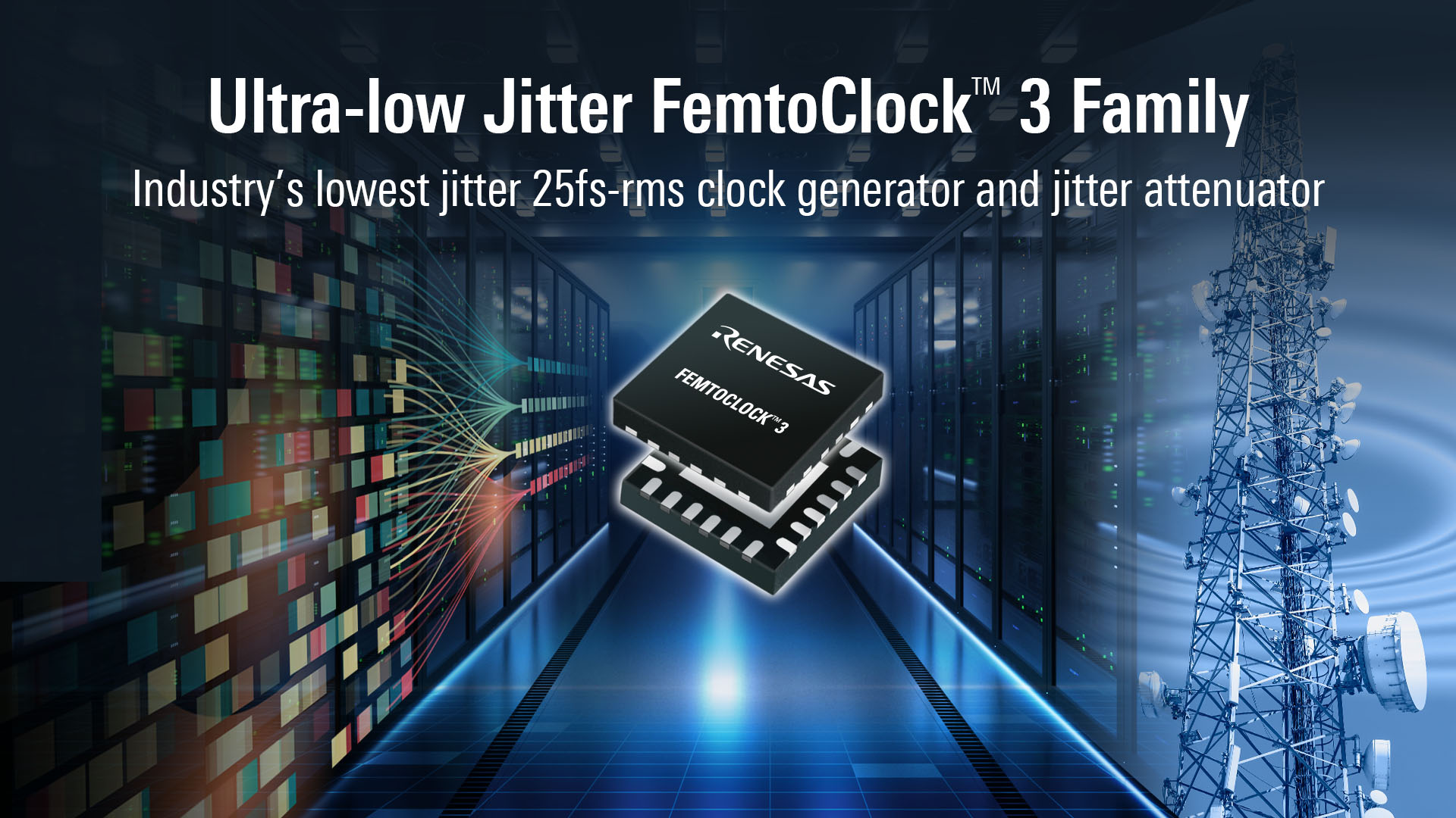 Renesas' New FemtoClock 3 Timing Solution Delivers Industry's Lowest Power and Leading Jitter Performance of 25fs-rms